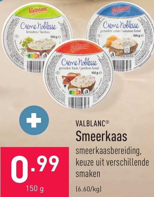 ALDI Valblanc Smeerkaas aanbieding