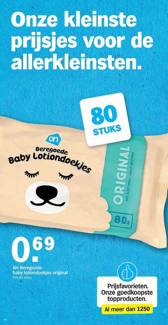 Albert Heijn Ah Beregoede Baby Lotiondoekjes Original aanbieding