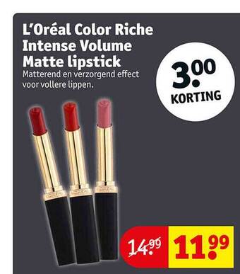Kruidvat L'oréal color riche intense volume matte lipstick aanbieding