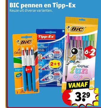Kruidvat Bic pennen en tippex aanbieding