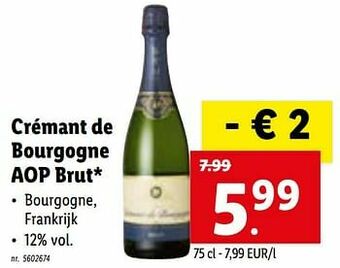 Lidl Crémant de bourgogne aop brut aanbieding