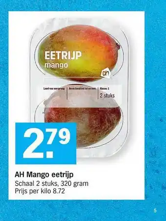 Albert Heijn Ah Mango Eetrijp 320g aanbieding