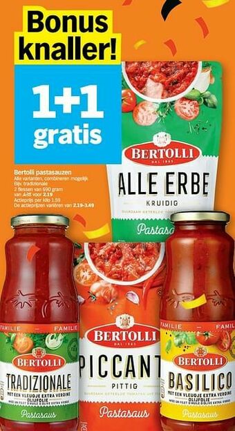 Albert Heijn Bertolli pastasauzen aanbieding