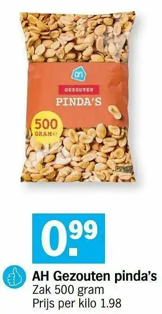 Albert Heijn Ah gezouten pinda`s aanbieding