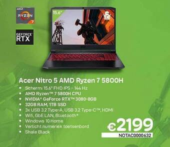 CompuDeals Acer nitro 5 amd ryzen 7 5800h aanbieding