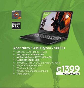 CompuDeals Acer nitro 5 amd ryzen 7 5800h aanbieding