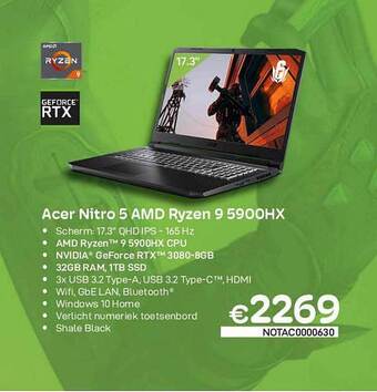 CompuDeals Acer nitro 5 amd ryzen 9 5900hx aanbieding