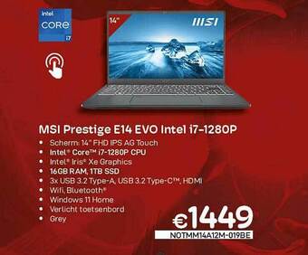 Msi prestige e14 evo intel i7-1280p