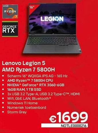 CompuDeals Lenovo legion 5 amd ryzen 7 5800h aanbieding