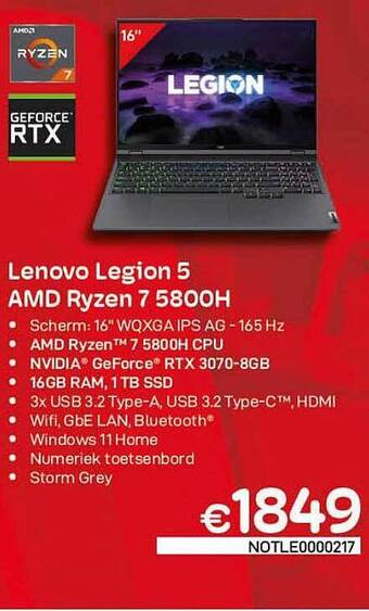 CompuDeals Lenovo legion 5 amd ryzen 7 5800h aanbieding