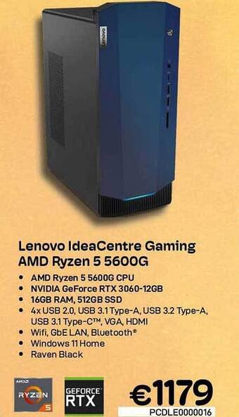 CompuDeals Lenovo ideacentre gaming amd ryzen 5 5600g aanbieding