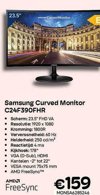 CompuDeals Samsung curved monitor c24f390fhr aanbieding