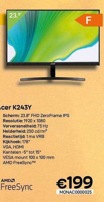 CompuDeals Acer k243y aanbieding