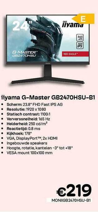 CompuDeals Iiyama g-master gb2470hsu-b1 aanbieding