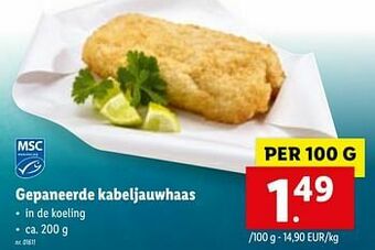 Lidl Gepaneerde kabeljauwhaas aanbieding