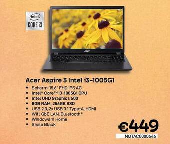 CompuDeals Acer aspire 3 intel i3-1005g1 aanbieding