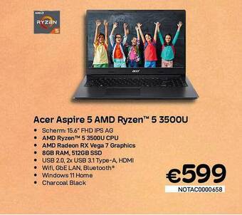 CompuDeals Acer aspire 5 amd ryzen 5 350ou aanbieding