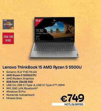 CompuDeals Lenovo thinkbook 15 amd ryzen 5 5500u aanbieding