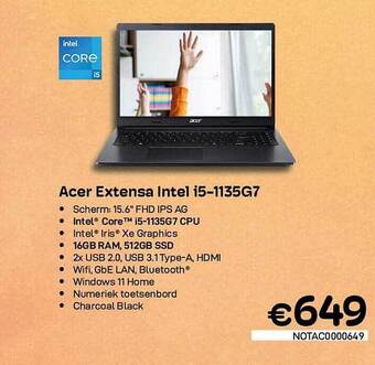 CompuDeals Acer extensa intel i5-1135g7 aanbieding