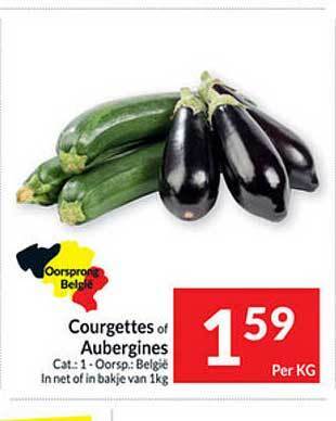 Courgettes of aubergines