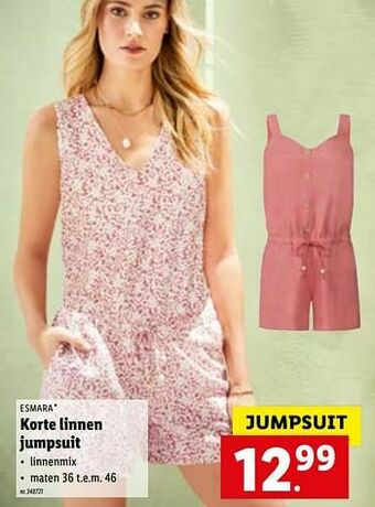 Lidl Korte linnen jumpsuit aanbieding