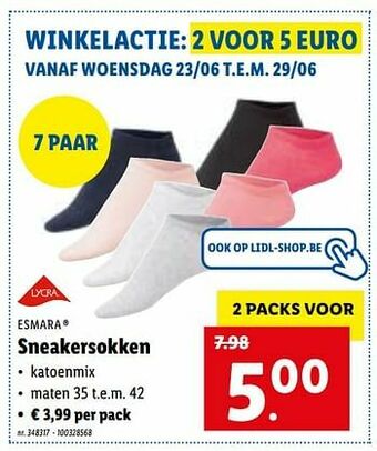 Lidl Sneakersokken aanbieding