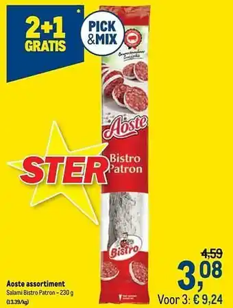 Makro Aoste assortiment salami bistro patron 230g aanbieding