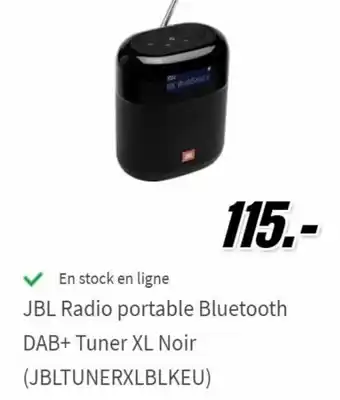 MediaMarkt JBL Radio Portable Bluetooth DAB+ Tuner XL Noir (JBLTUNERXLBLKEU) aanbieding