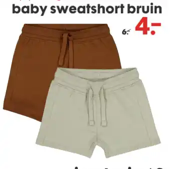 HEMA Baby Sweatshort Bruin aanbieding