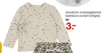 HEMA Newborn Overslaghemd Bamboe Sweat Lichtgrijs aanbieding