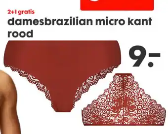 HEMA Damesbrazilian Micro Kant Rood aanbieding