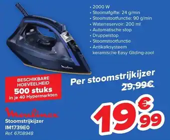 Carrefour Moulinex Stoomstrijkijzer aanbieding