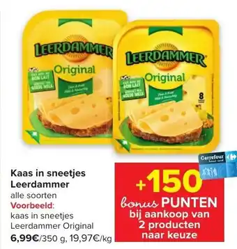 Carrefour Leerdammer Kaas in Sneetjes aanbieding
