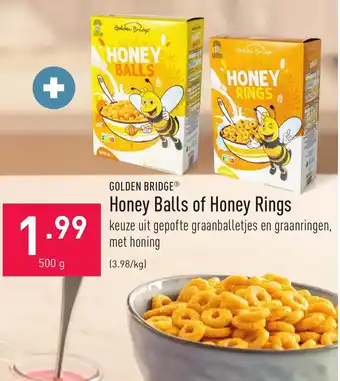 ALDI Golden Bridge Honey Balls of Honey Rings aanbieding