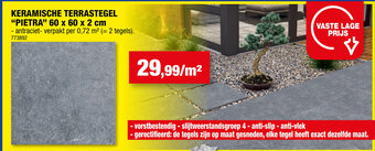 Hubo Keramische Terrastegels Pietra 60 x 60 x 2 cmm aanbieding