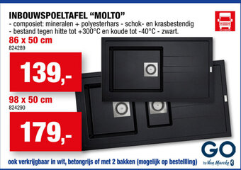 Inbouwspoeltafel Molto 86 x 50 cm