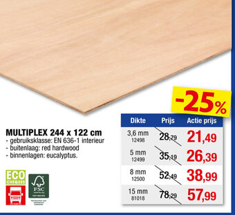 Hubo Multiplex 244 x 122 cm - aanbieding