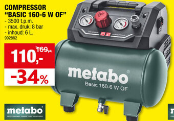 Hubo Metabo Compressor Basic 160-6 W Of aanbieding
