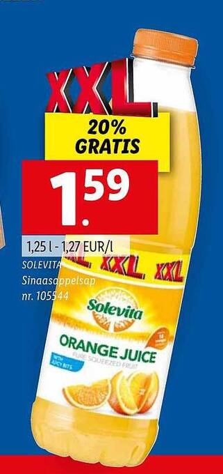 Lidl Solevita sinaasappelsap aanbieding