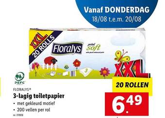 Lidl Floralys 3lagig toiletpapier aanbieding