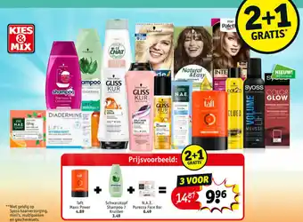 Kruidvat Taft maxx power + schwarzkopf shampoo 7 kruiden + N.A.E pureza face bar aanbieding