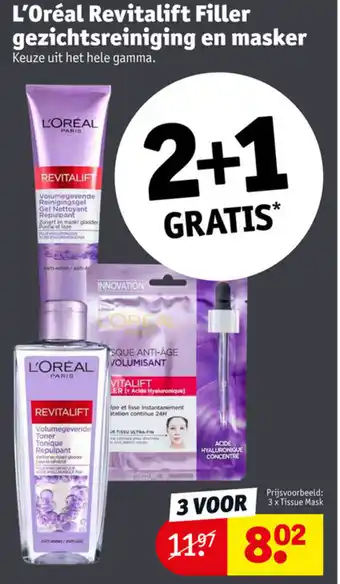 Kruidvat L'oreal revitalift filler gezichtsverzorging en masker aanbieding