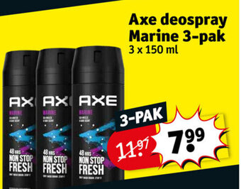 Kruidvat Axe deospray marine 3-pak aanbieding