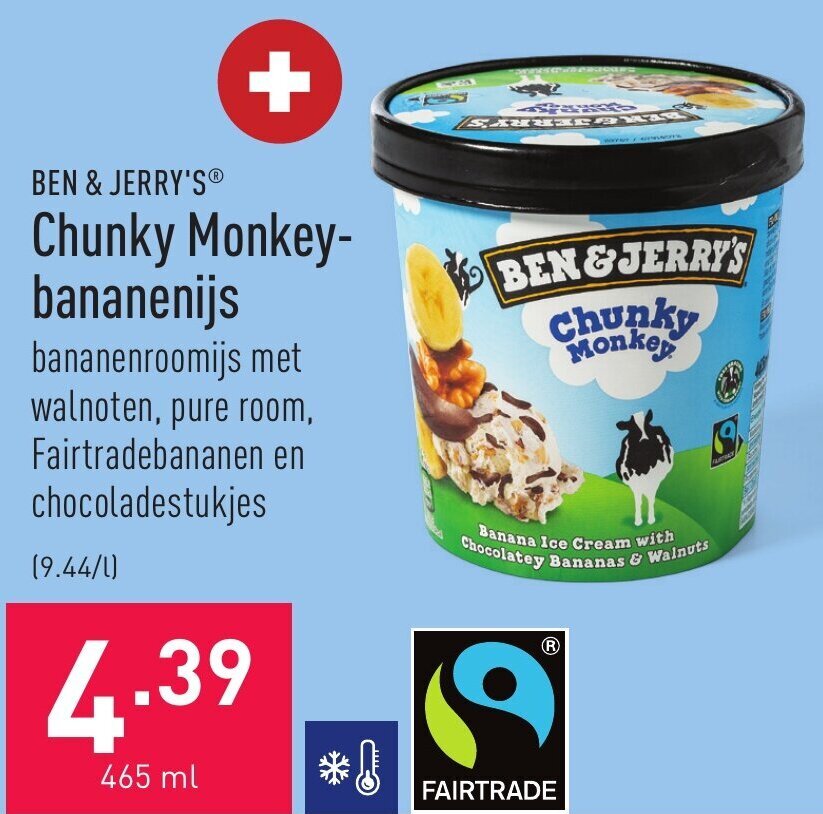 Ben & Jerry's Chunky Monkey bananenijs promotie bij ALDI