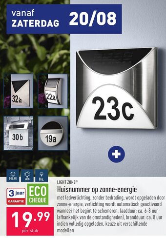 ALDI Light Zone Huisnummer op zonne-energie aanbieding
