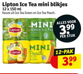 Kruidvat Lipton ice tea mini blikjes 12 x 150ml aanbieding