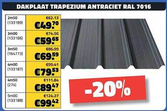 Dakplaat trapezium antraciet ral 7016