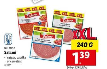 Lidl Dulano salami aanbieding