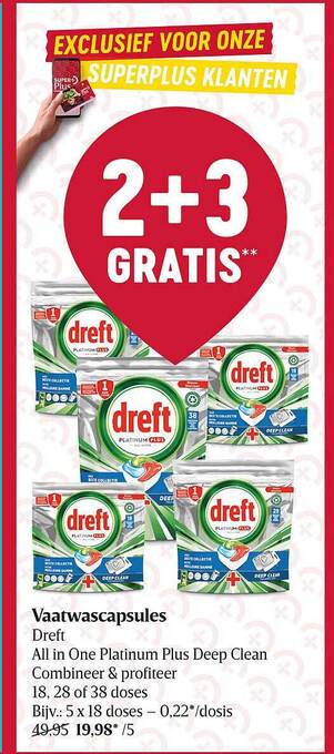 Delhaize Vaatwascapsules dreft aanbieding
