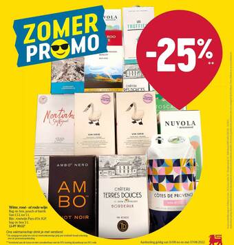 Delhaize Witte, rosé of rode wijn aanbieding